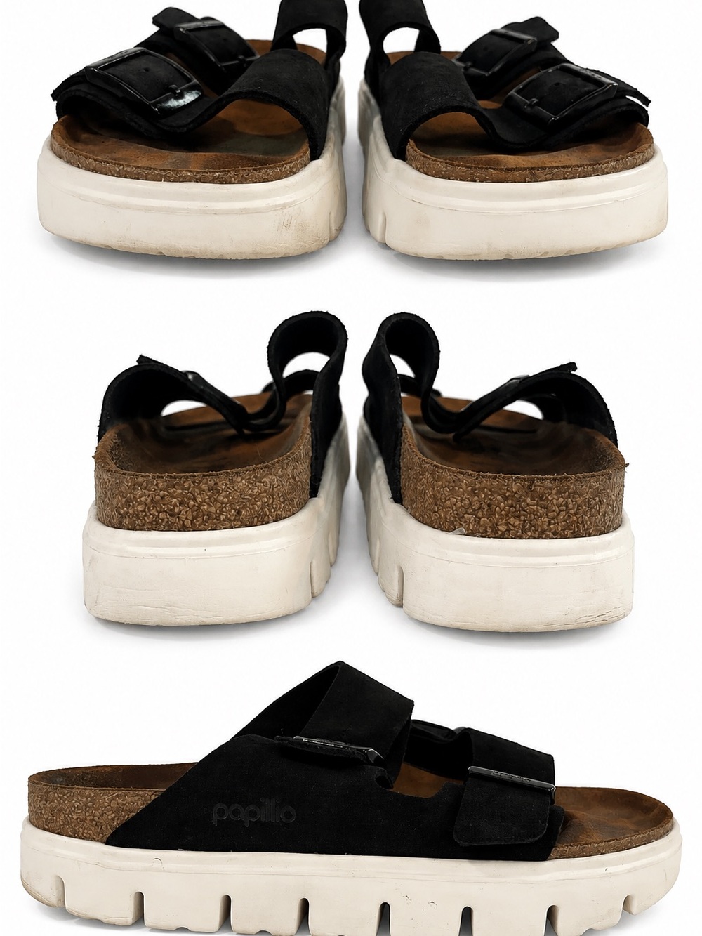 Birkenstock Popillio Arizona Chunky Sandal Black Suede EU 41